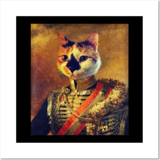 Cat Vintage Military Portrait Posters and Art